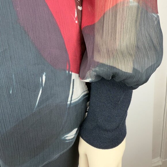 IRIS SETLAKWE Bamboo Lining Red White & Blue Top‎ Blouse Sz 10 - Picture 4 of 9